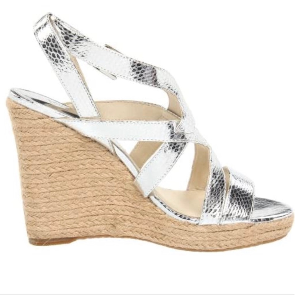 Michael kors metallic silver wedge